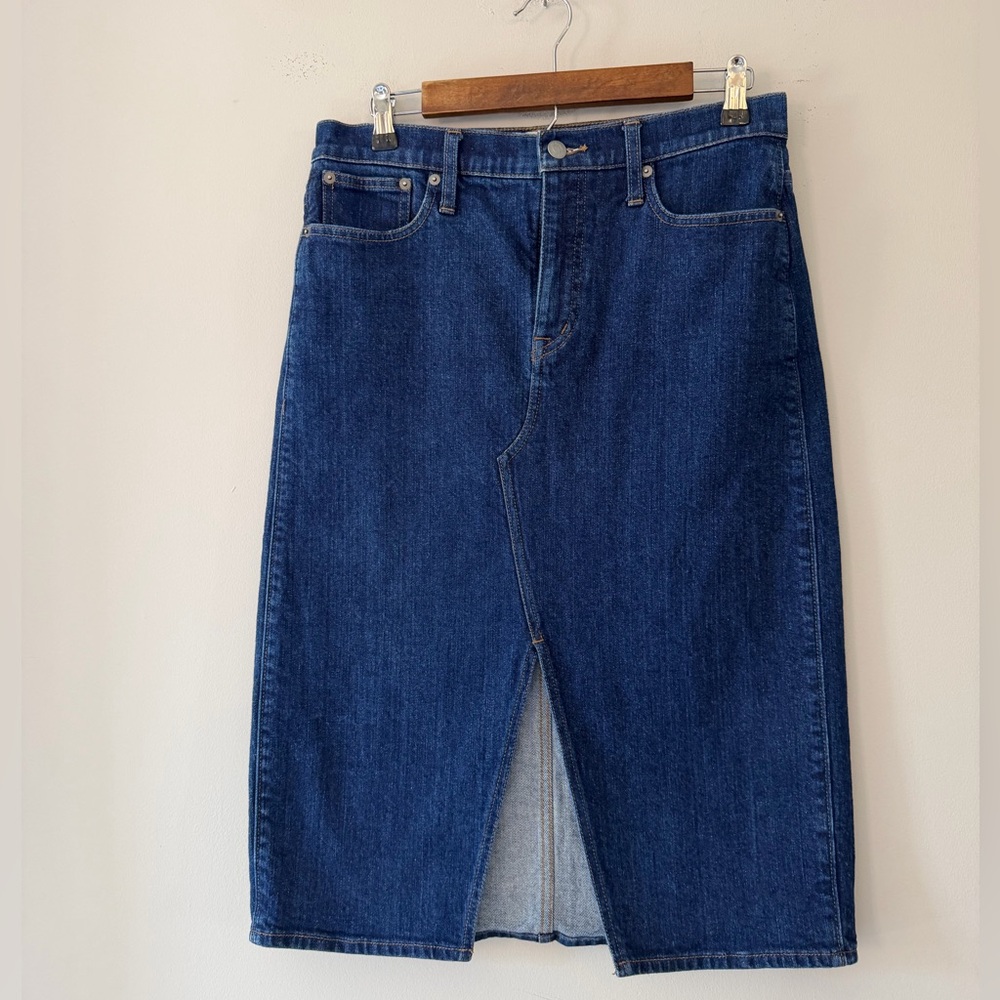 J. Crew Dark Blue Denim Pencil MIDI Skirt Size